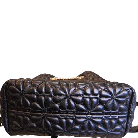 Kate Spade New York Quilted Leather Bloom Chain Strap Backpack Handbag in BLK - Picture 13 of 13